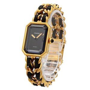 CHANEL Premiere Size M H0001 Vintage Quartz Black Dial Ladies Watch 90280087
